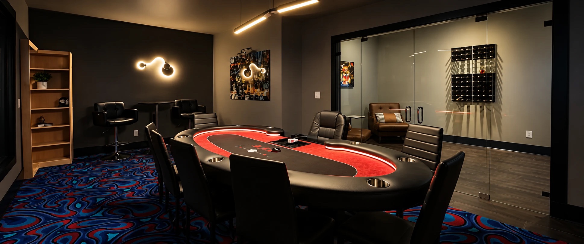 Finished basement game room from a client brand film